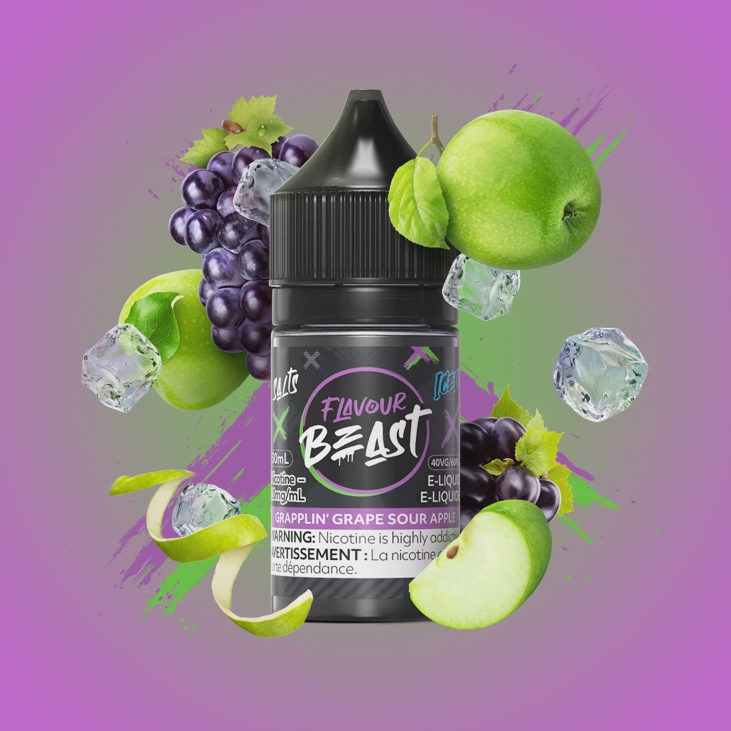 Flavour Beast Salts - Grapplin Grape Sour Apple Iced