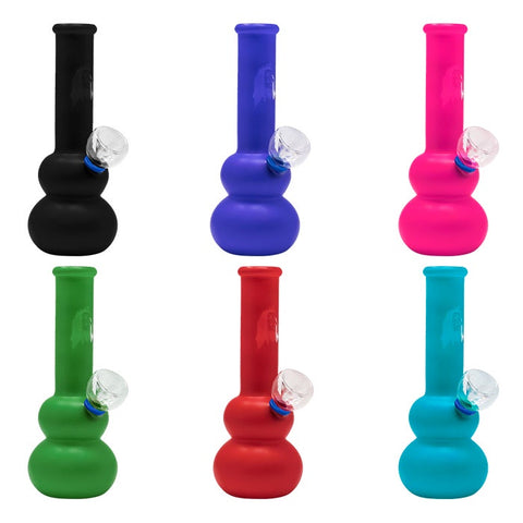 Assorted Color Striped Two Ring Acrylic Bong 10 Inches