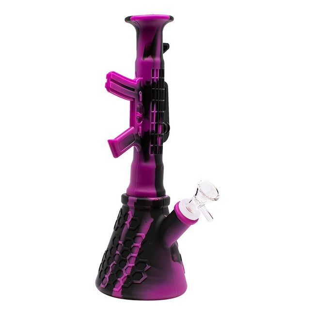 Purple M16 Machine Gun Silicone Bong 11 Inches