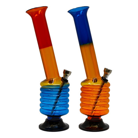 Assorted Color Striped Two Ring Acrylic Bong 10 Inches