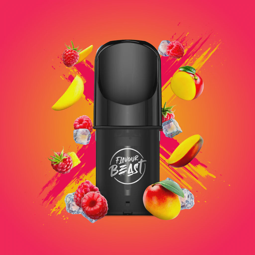 Flavour Beast Pod Pack - Ragin Razz Mango Iced Vape Corner E-Cig Shop Flavour Beast Pod Pack - Ragin Razz Mango Iced Vape Corner E-Cig Shop